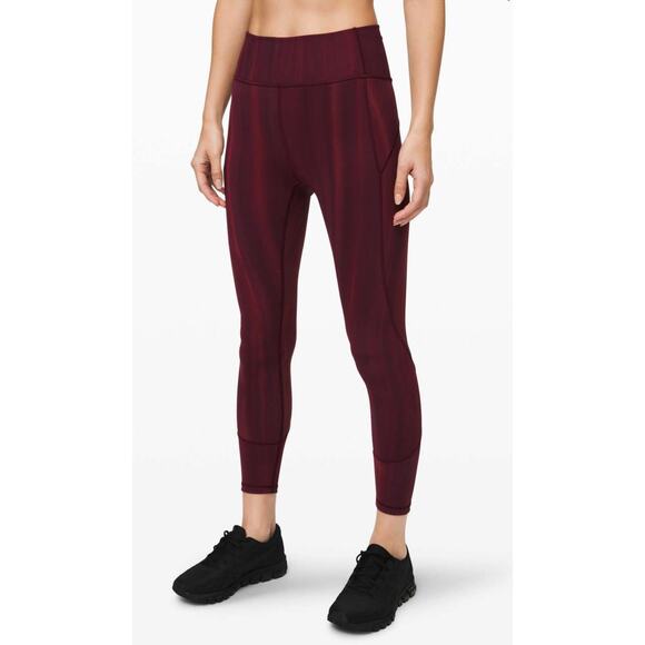 Lululemon In Movement Tight 25" Everlux Linear Spray Dye White Garnet W5CIOS S2 - Picture 3 of 7